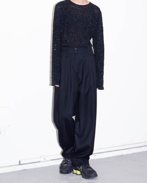 1980s mondi - tucked wide wool trousers