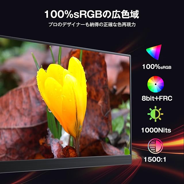 KOOLYFUL 16インチ モバイルモニター 4k 1000Nits超高輝度 モバイル