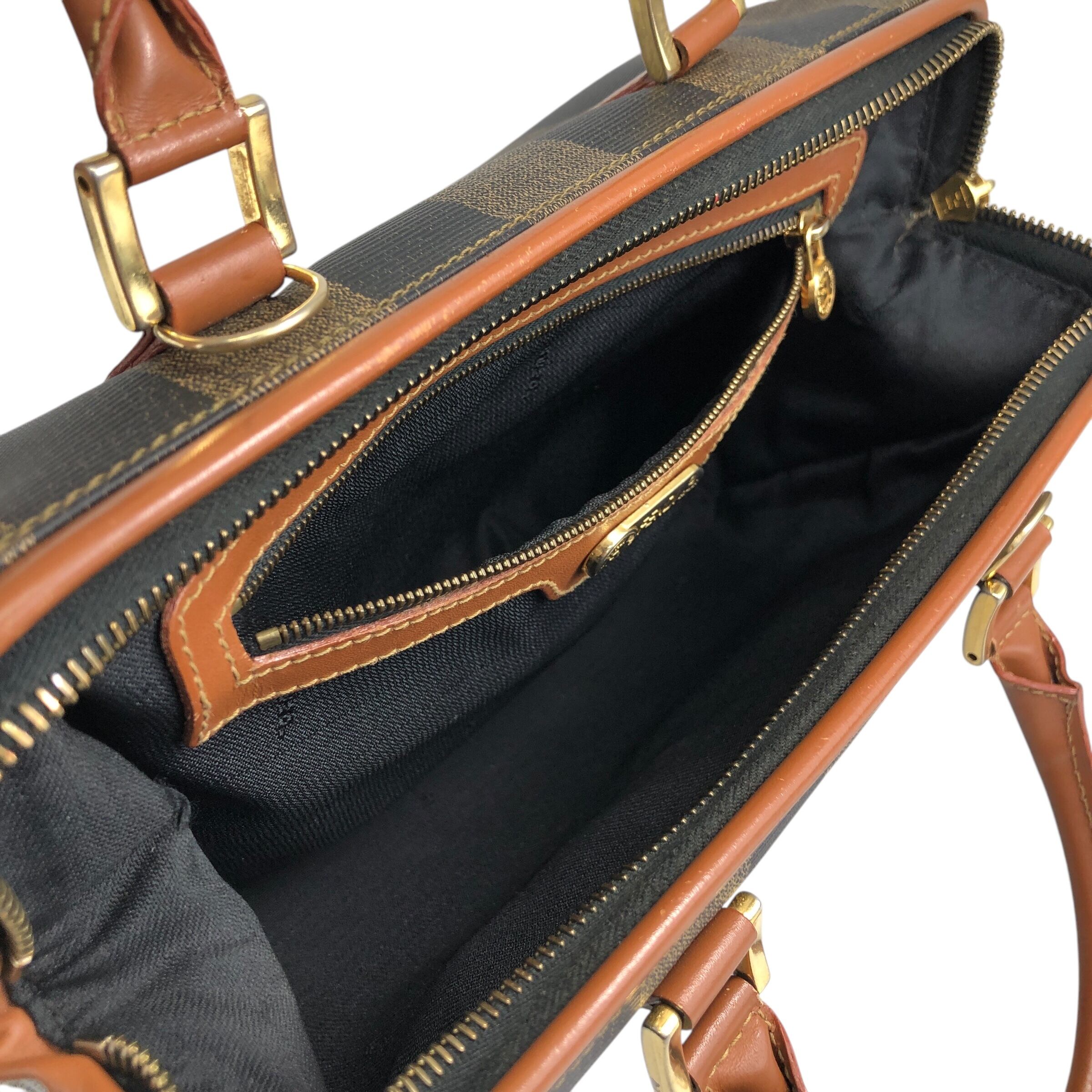 FENDI フェンディ ペカン ショルダーバッグ ブラウン ロゴ PVC レザー