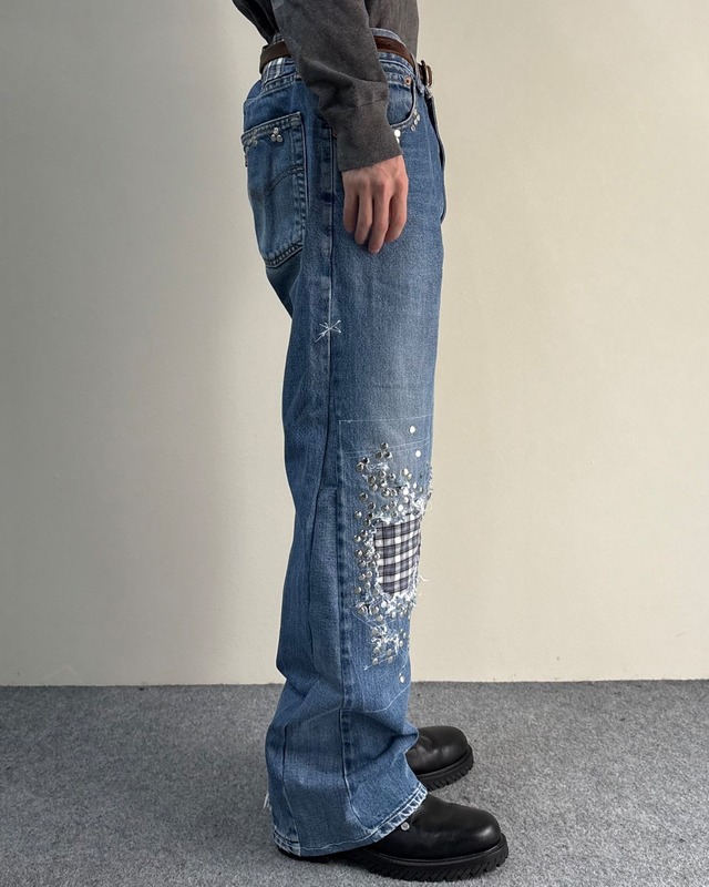【Hannah Creak】Studded Jeans Wide Leg