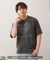◆ハート刺繍 ピグメントTシャツ◆ms-8845-122