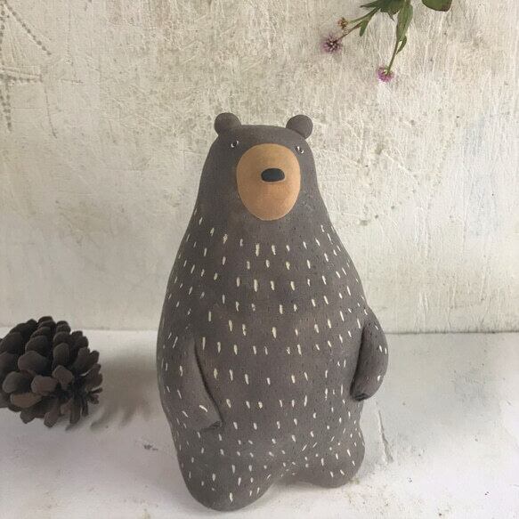 常滑焼 陶器オブジェ おっとりくまさん 大 | teshigotoya