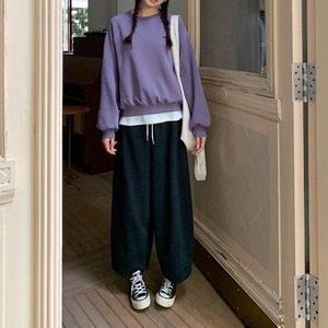 drawstring wide-leg casual pants J00058