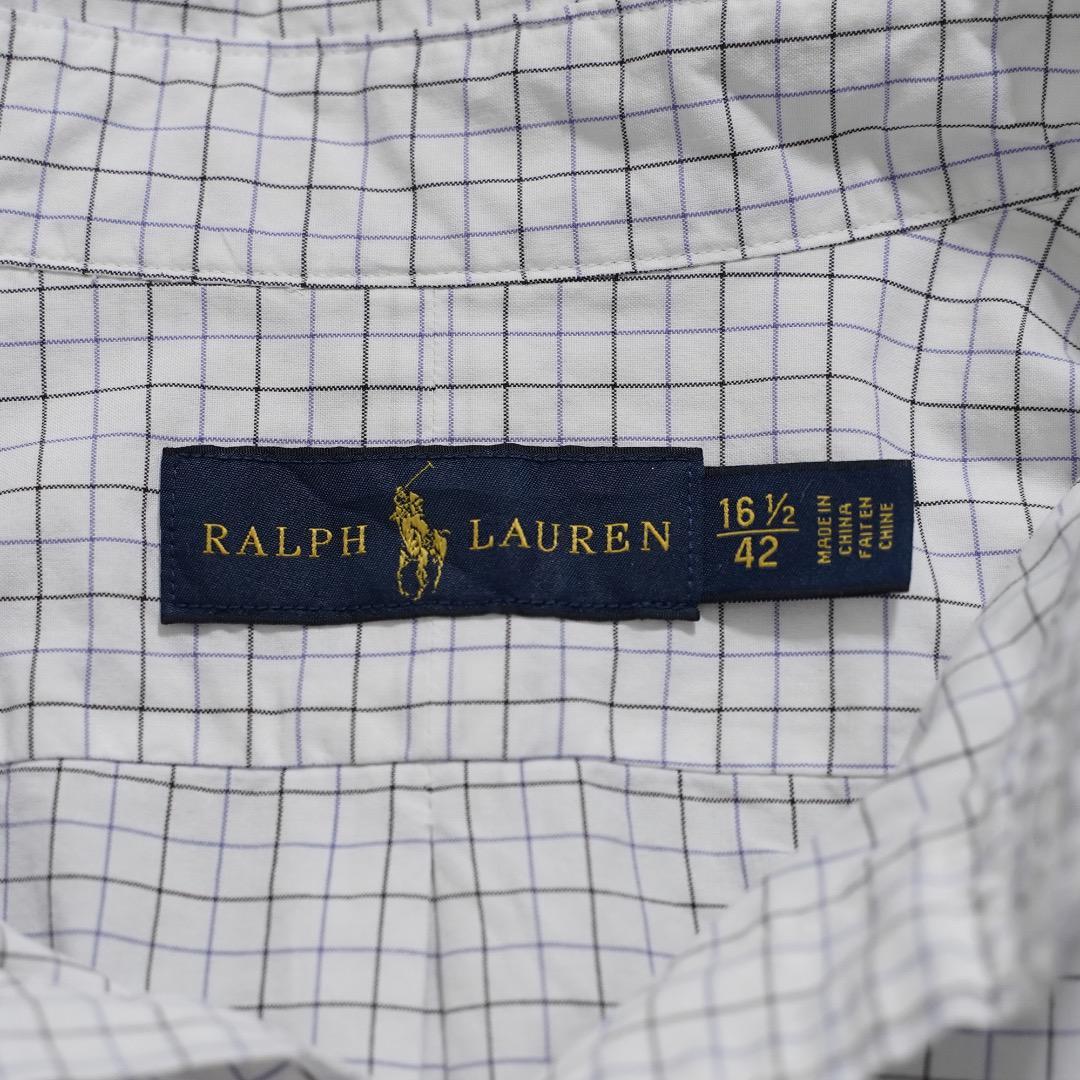 ラルフローレン チェックシャツ 古着 ポニー 刺繍 XL 白 青 16260 | fuufu