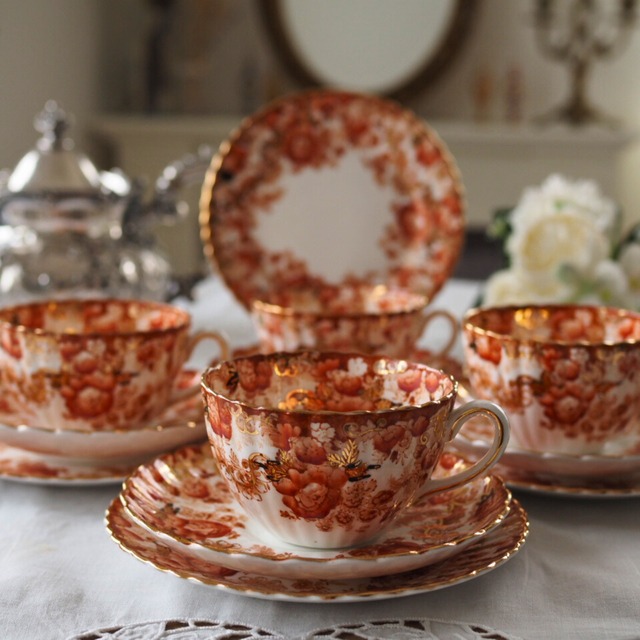 英国アンティーク サミュエルラドフォード トリオ4客 カップ&ソーサー 英国アンティーク サミュエルラドフォード トリオ4客 カップ&ソーサー