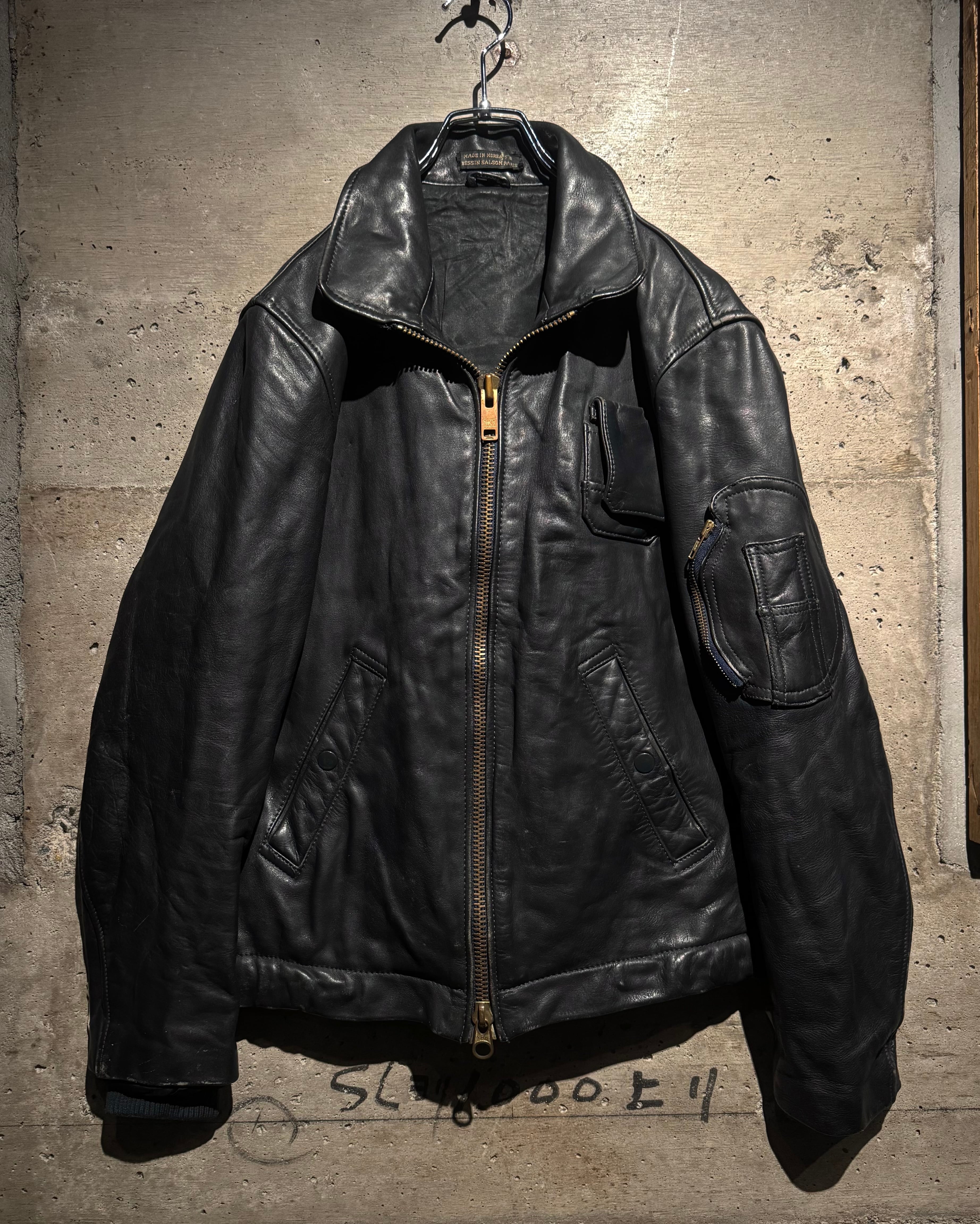 Caka】80's French Air Force Vintage Leather Pilot Jacket | Caka