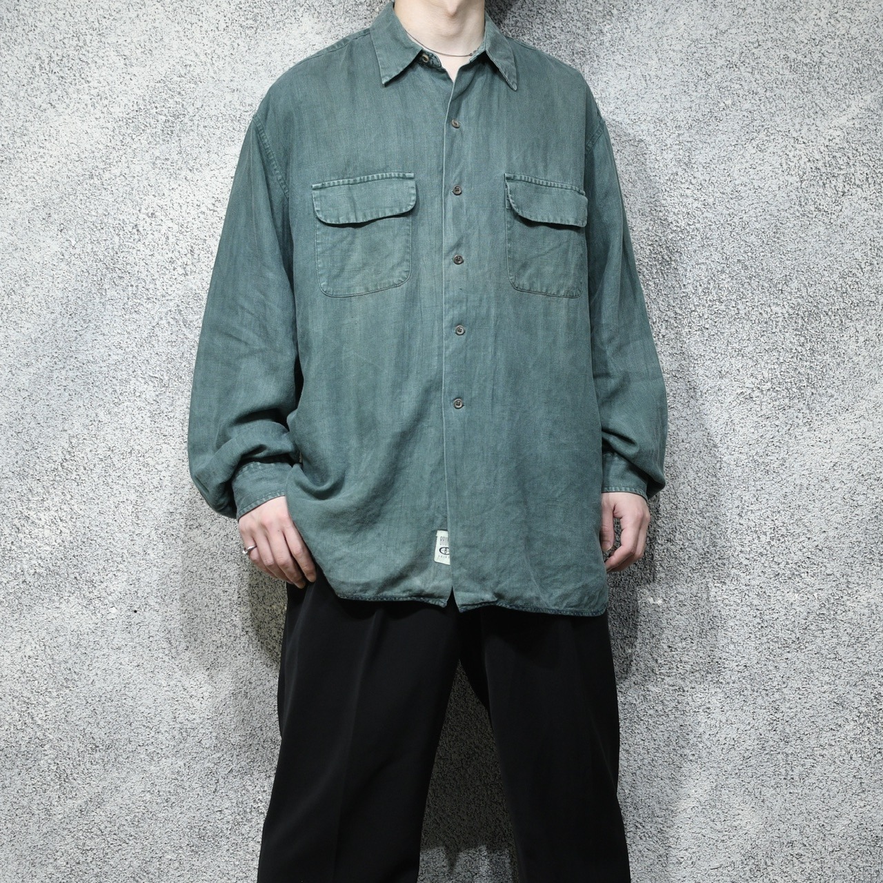 BRUMCH green linen shirt