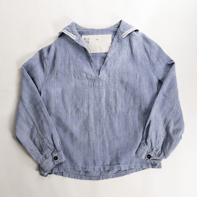 1960s "French Navy" Ramie Linen Sailor Pullover Shirt