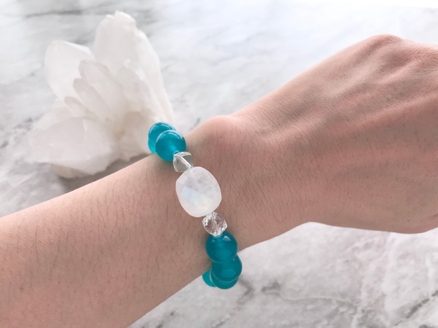ムーンストーンとアマゾナイトシリカのブレスレット ✧ Moonstone × Amazonite Silica