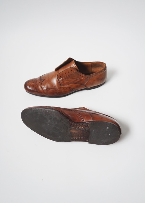 NUMBER (N)ine wing tip lacesless leather shoes