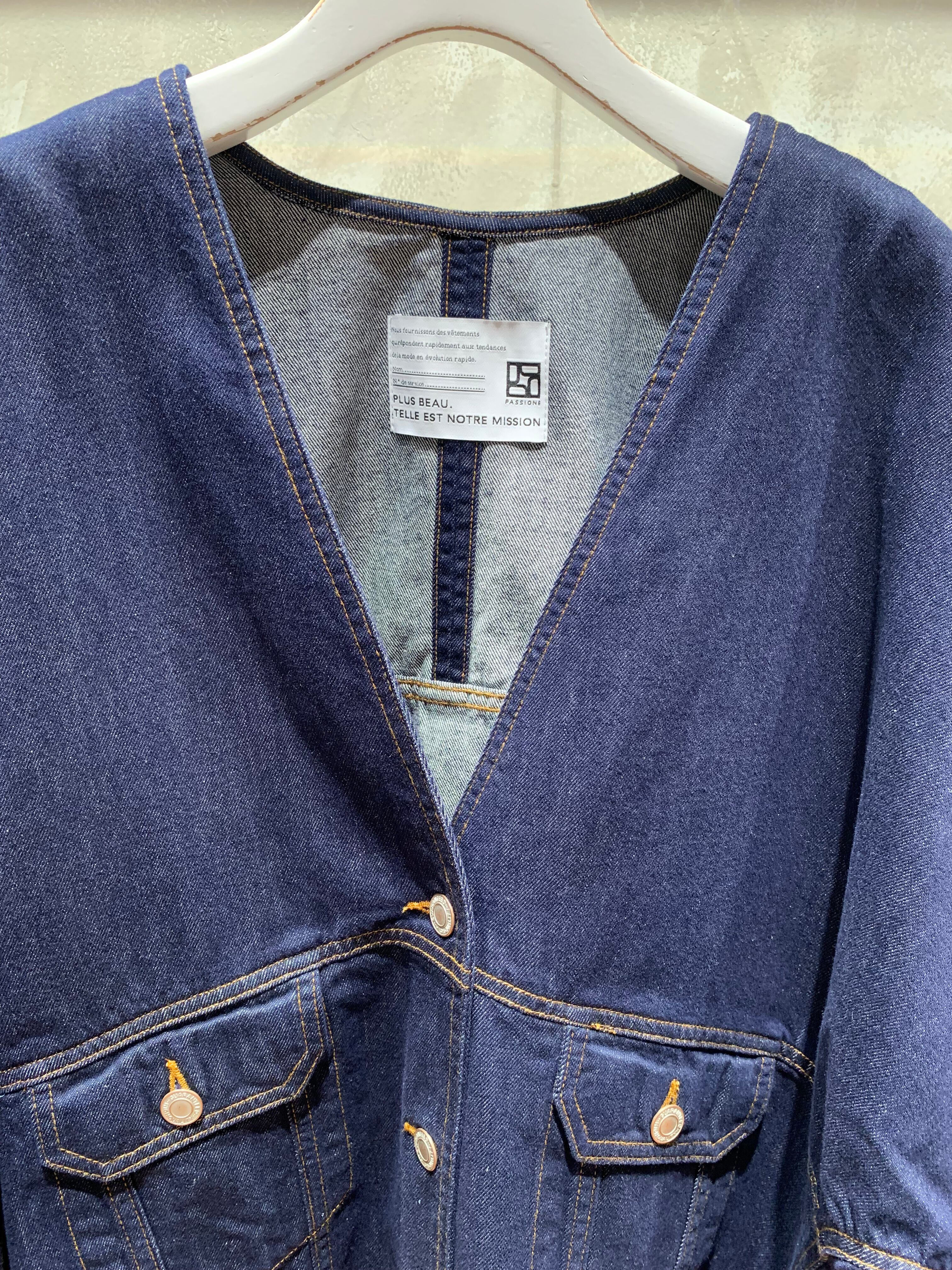 PASSIONE】ノーカラーデニムジャケット | LASHIC