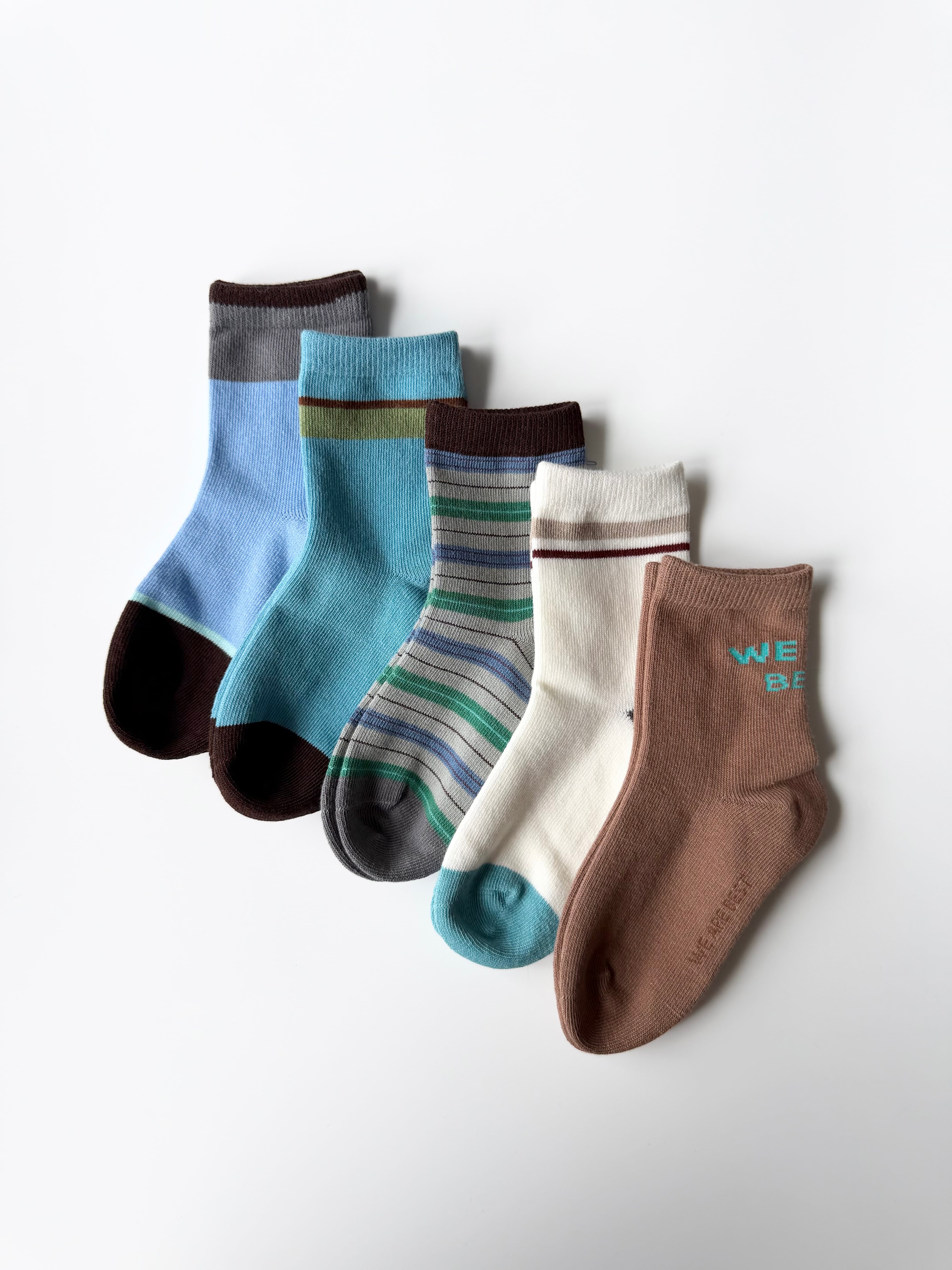 5set  ブルーブラウン socks （14〜20cm）4447