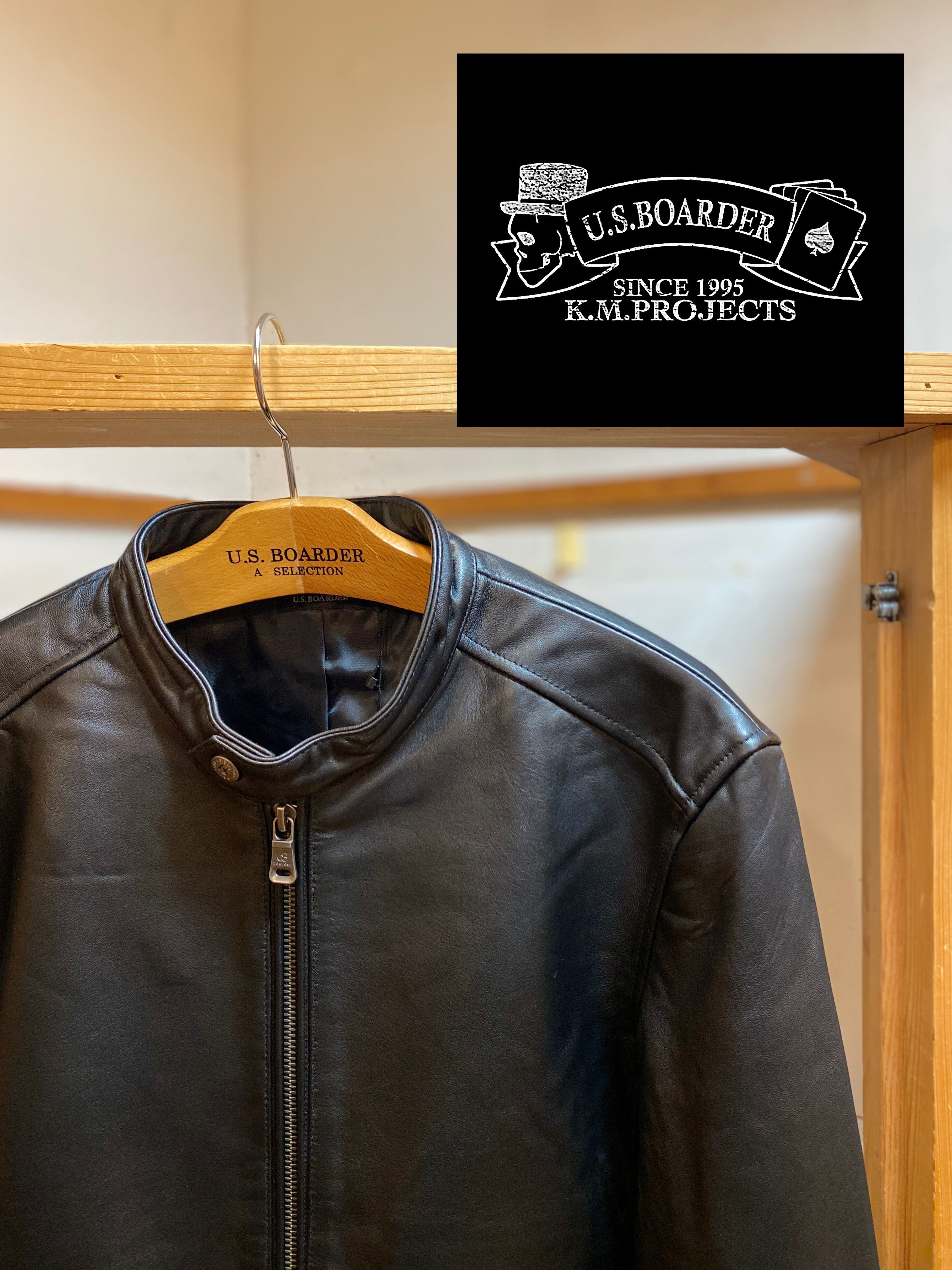 usboarder S Riders jacket 革ジャン　ブラック　black シングルライダース　シングル　ジャケット　本革　ラム革　 シープレザー　ユーエスボーダー