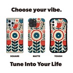 受注生産 iPhoneケース 赤青の丸花民芸パターン｜花モチーフ FMSY097C