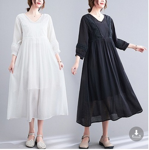 【春夏新作】2枚ファッションワンピース♪ホワイト/ブラック2色展開◆#sedmsh-260297