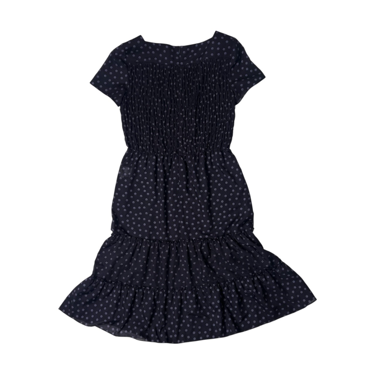 Leilian レリアン スクエアネック 総柄 フレアワンピース 7/ネイビー