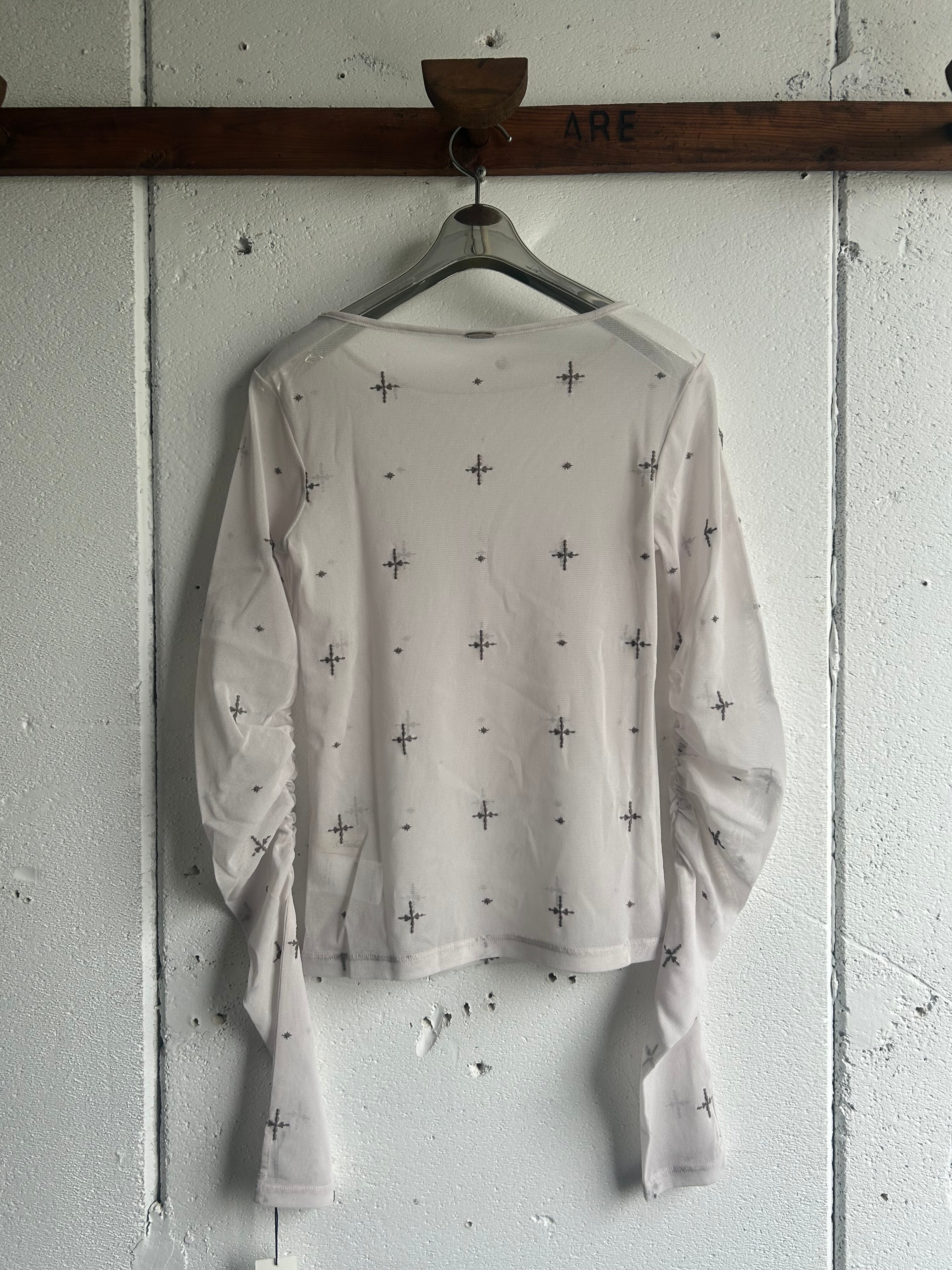 tanakadaisuke cross embroidery gather sleeve tops | AAR
