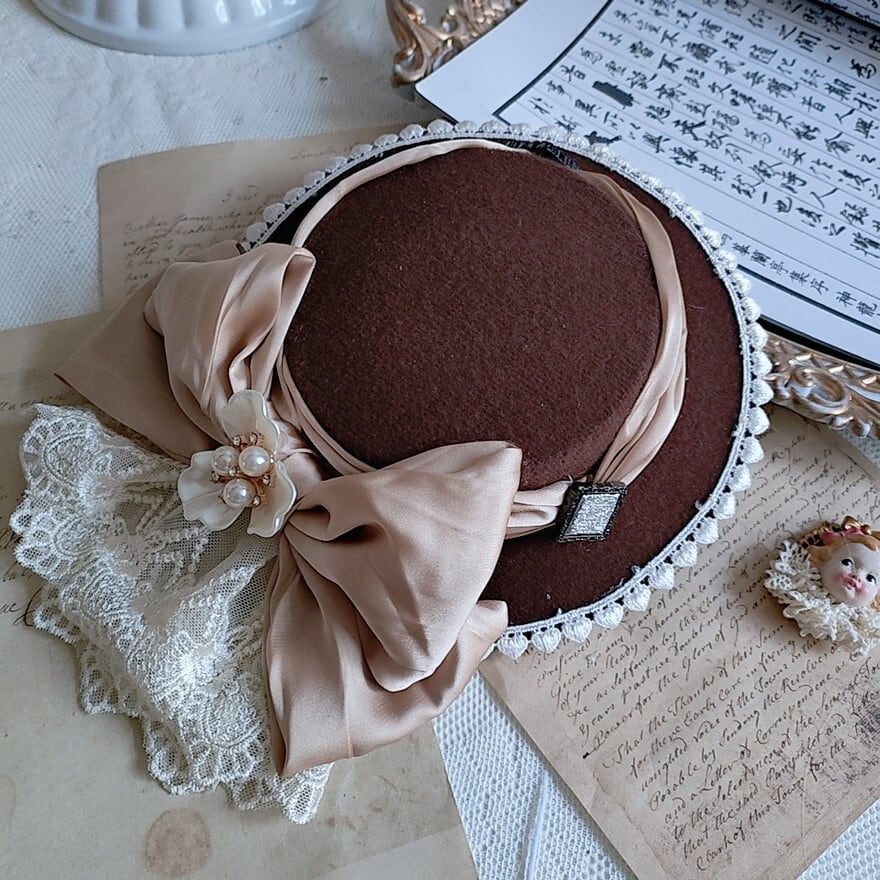 ロリィタ クラシカル ブラウン ヴァイオリン モチーフ ハット 帽子