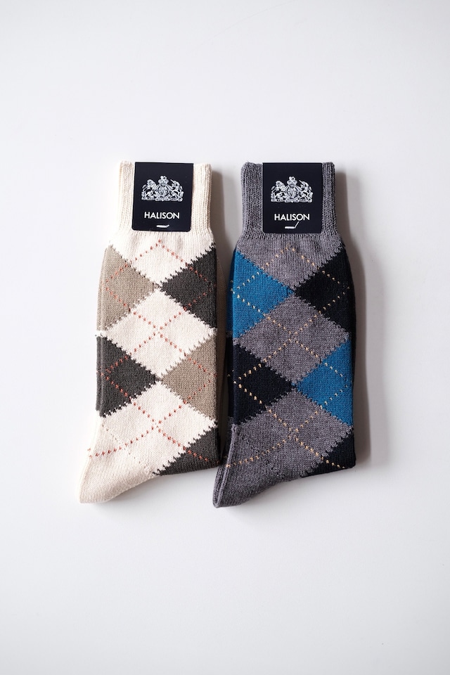 HALISON<ハリソン>インターシャ アーガイルソックス 5ダイヤ