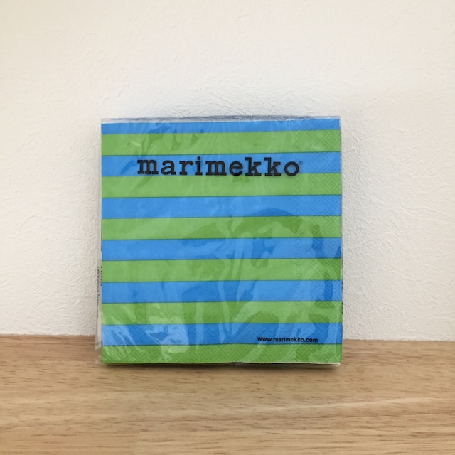 【marimekko】カクテルサイズ ペーパーナプキン TASARAITA グリーン×ブルー