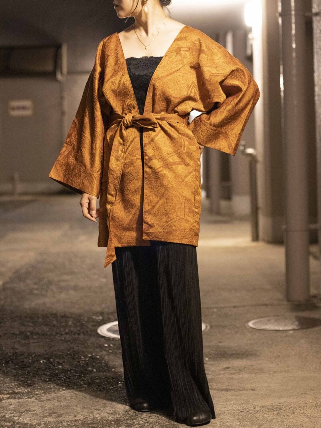 KIMONO REMAKE EMBROIDERY GOWN / hn.no.o33 着物リメイク 刺繍ガウン 