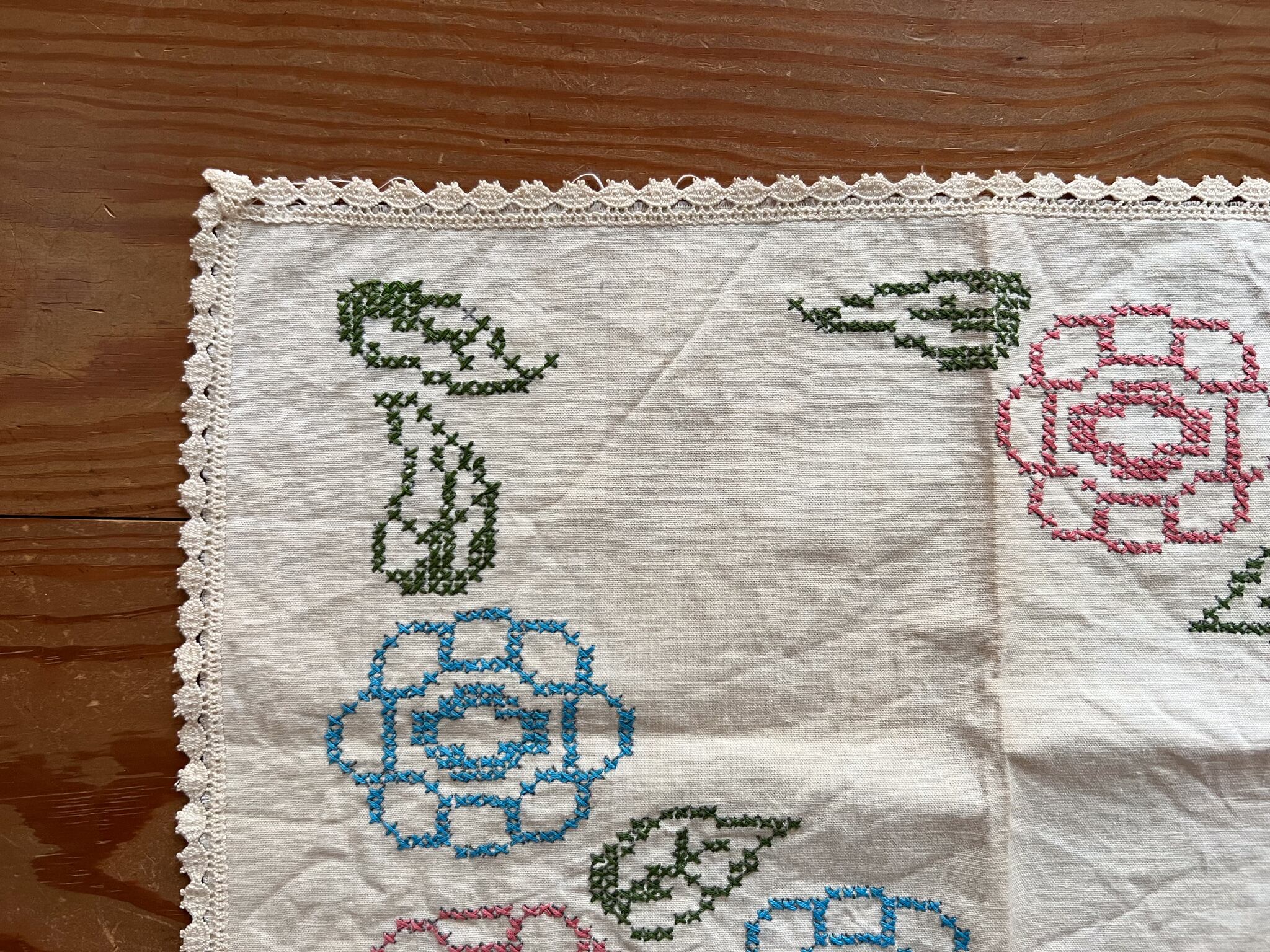 フランスアンティークリネンの刺繍クロス *フレンチアンティーク