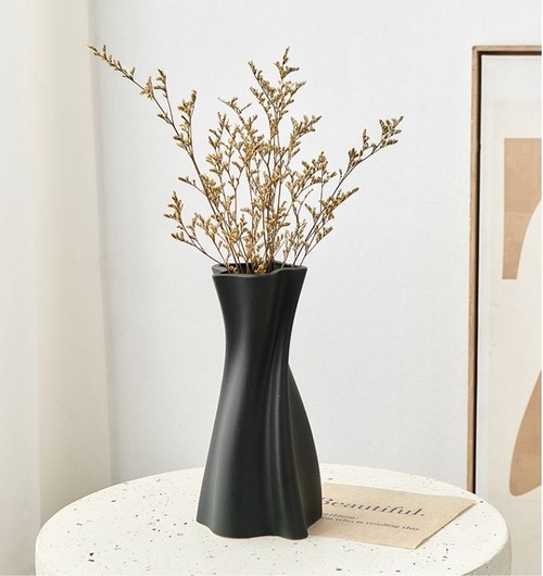 花瓶 陶器 ２個セット フラワーアレンジメント モダン フラワーベース 白い花瓶 黒い花瓶 アクセント装飾 ウェディング装飾 テーブルトップ装飾 リビングルーム装飾 ベッドルーム装飾