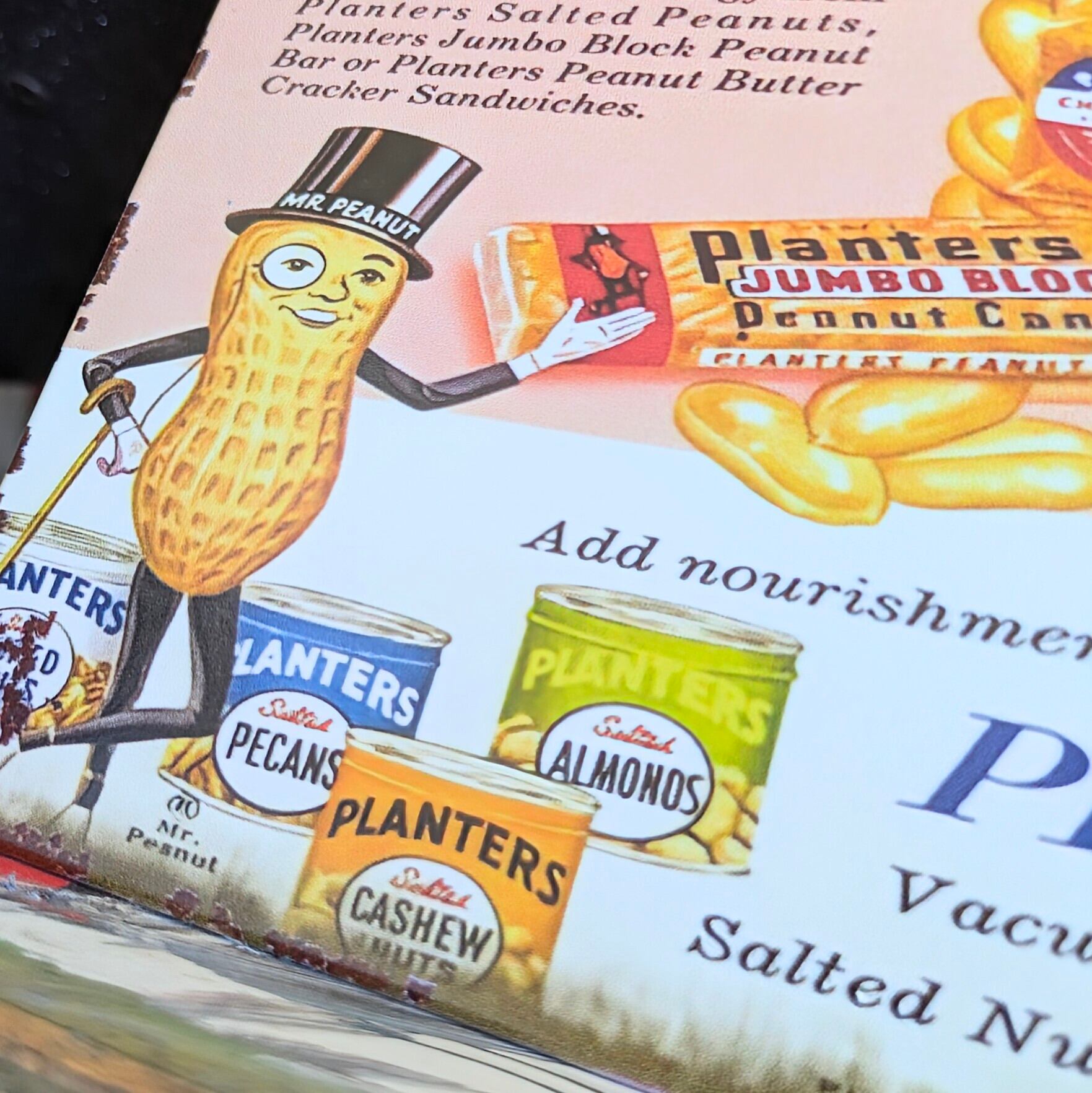 送料無料!ちょうどいいブリキ看板【 Mr.ピーナッツ / Planters 】 METAL SIGN / メタルサイン / ブリキ看板 / サインボード / ビンテージ加工 〚アメリカン雑貨 アメトイ〛