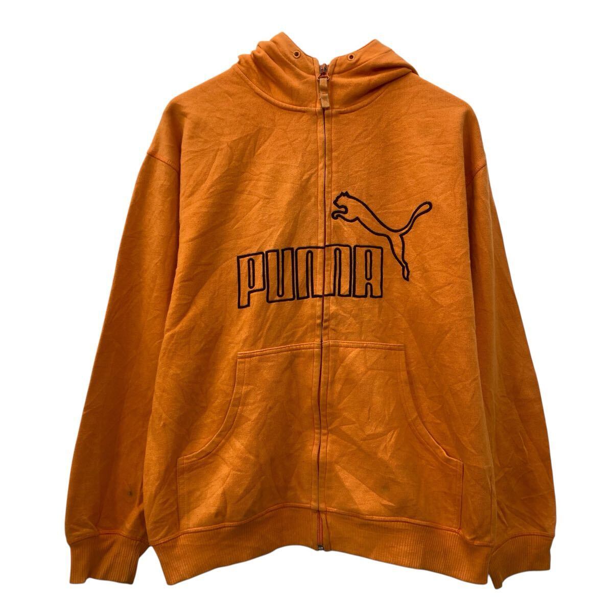 PUMA ロゴスウェット パーカー S オレンジ ブラック プーマ ジップ