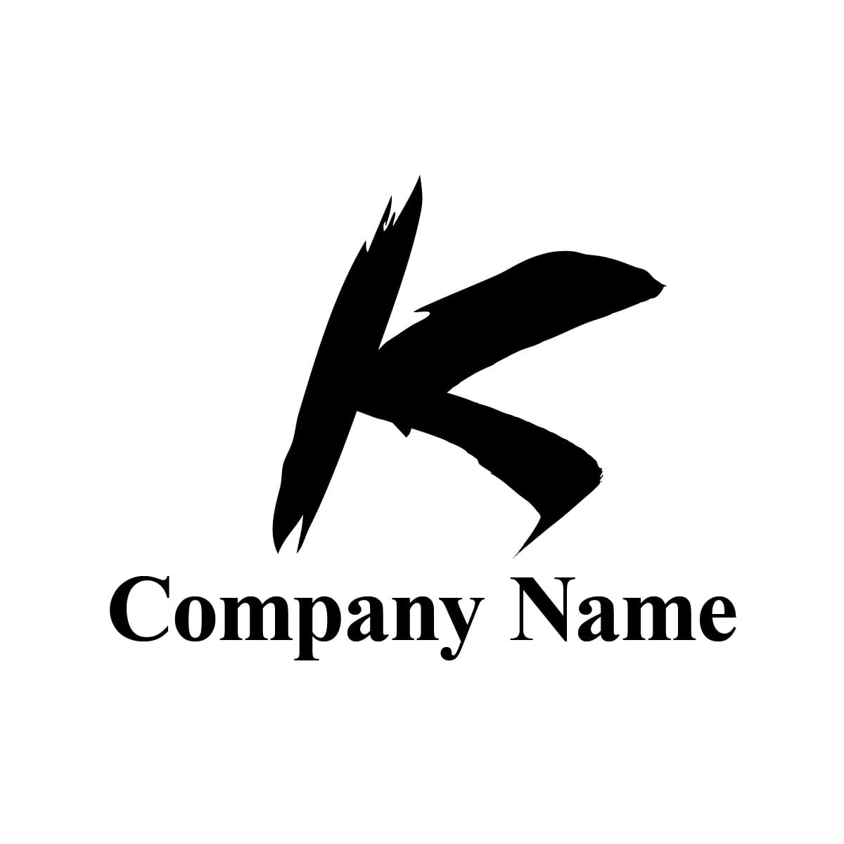 No198 筆文字のK【アルファベット、K、黒、単色、筆文字、和風