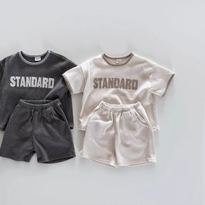 ベビー＆キッズ　夏新作　韓国風    柔らかストライプ  Tシャツ＆ハーフパンツ セットアップ