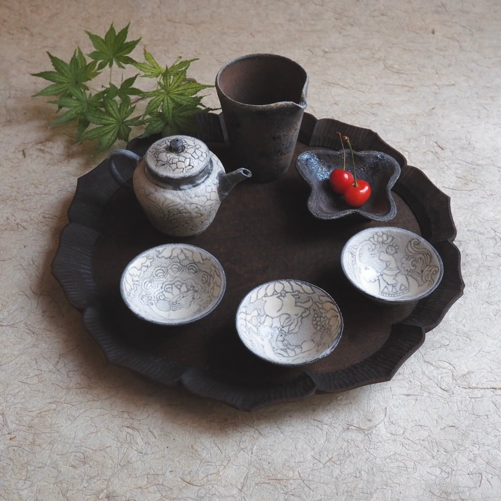土本訓寛・久美子/魚々子文 茶杯