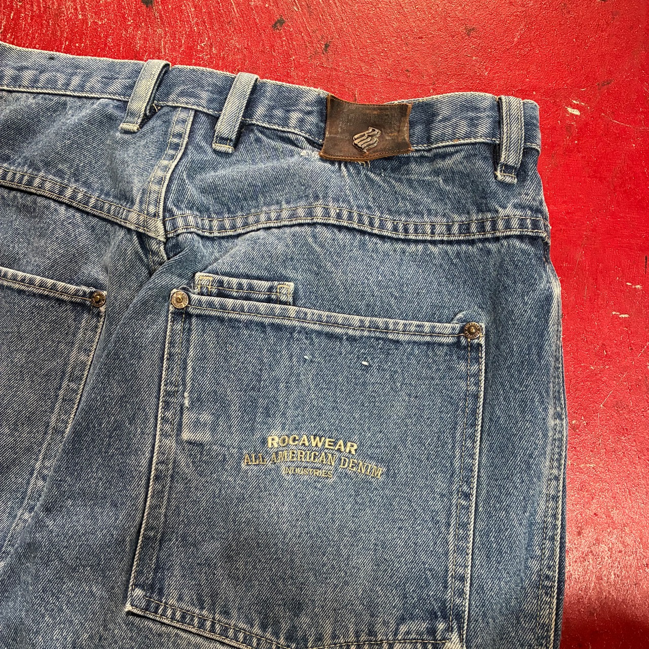 ROCA WEAR Hip Hop ダブルニーペインターデニムパンツ　W36