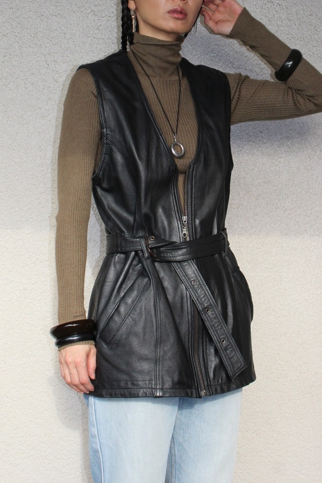 80s leather vest