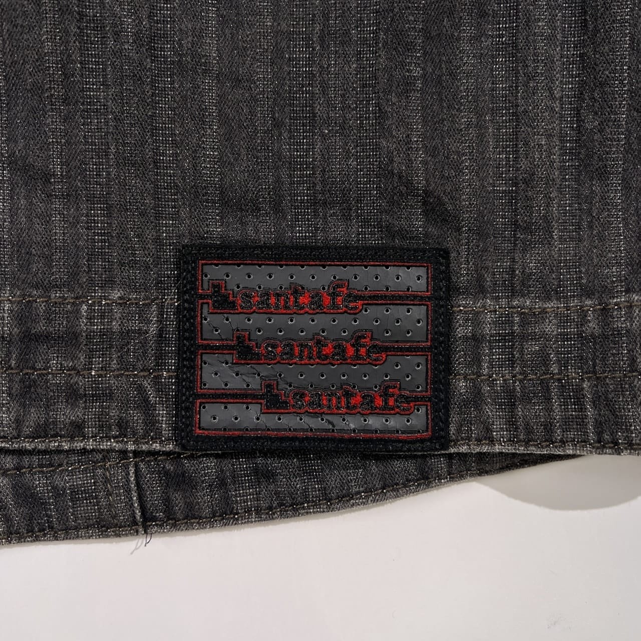 Santafe サンタフェ 編み込みデザイン ジップアップ ブラックデニム ジャケット サイズ 46 /メンズ