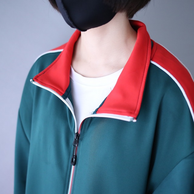 3-tone good coloring loose silhouette track jacket