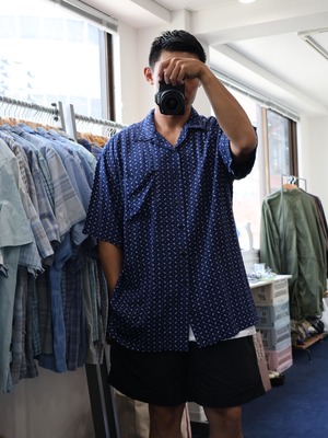 美品 L Clayton レーヨン ネイビー Polo Ralph Lauren ポロラルフローレン