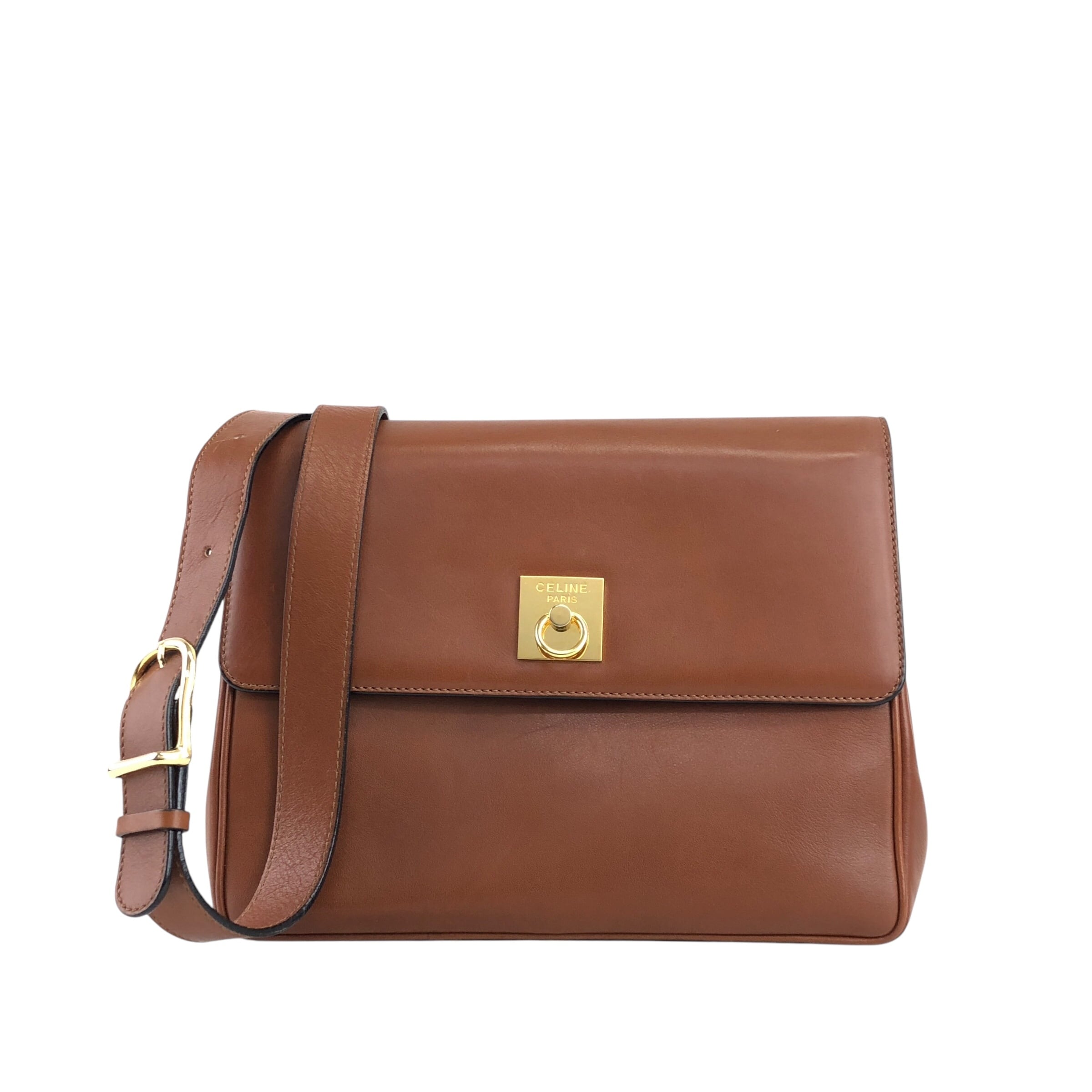 CELINE セリーヌ ショルダーバッグ ブラウン ガンチーニ レザー