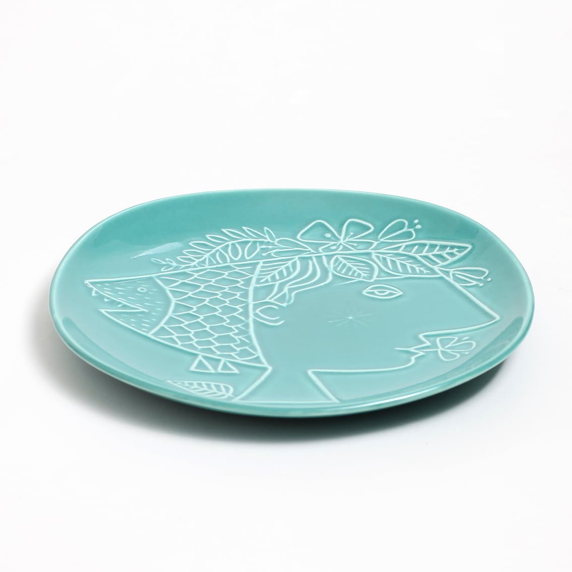 Gustavsberg グスタフスベリ Piazza ピアッツァ 魚と女性（ターコイズ