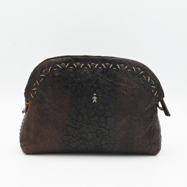 Crack Leather Brown Pouch By HENRY BEGUELIN / Italy