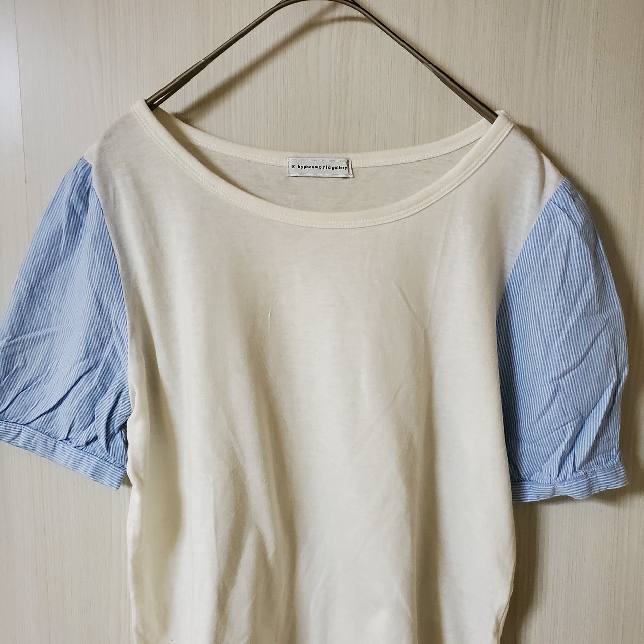 【USED】Tシャツ　袖青　シンプル