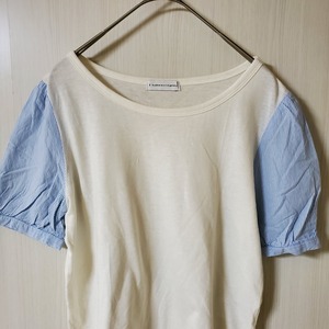 【USED】Tシャツ　袖青　シンプル