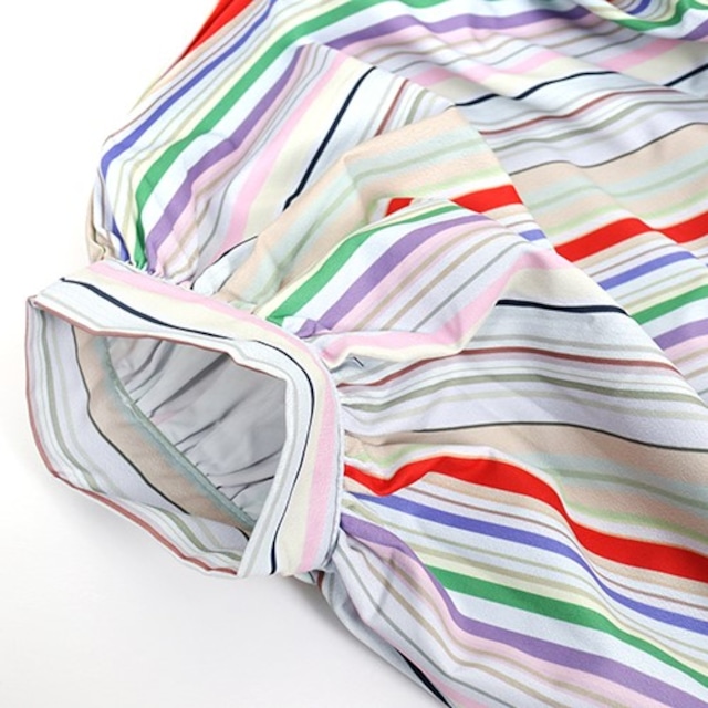 レインボーストライプのレトロワンピース 10268