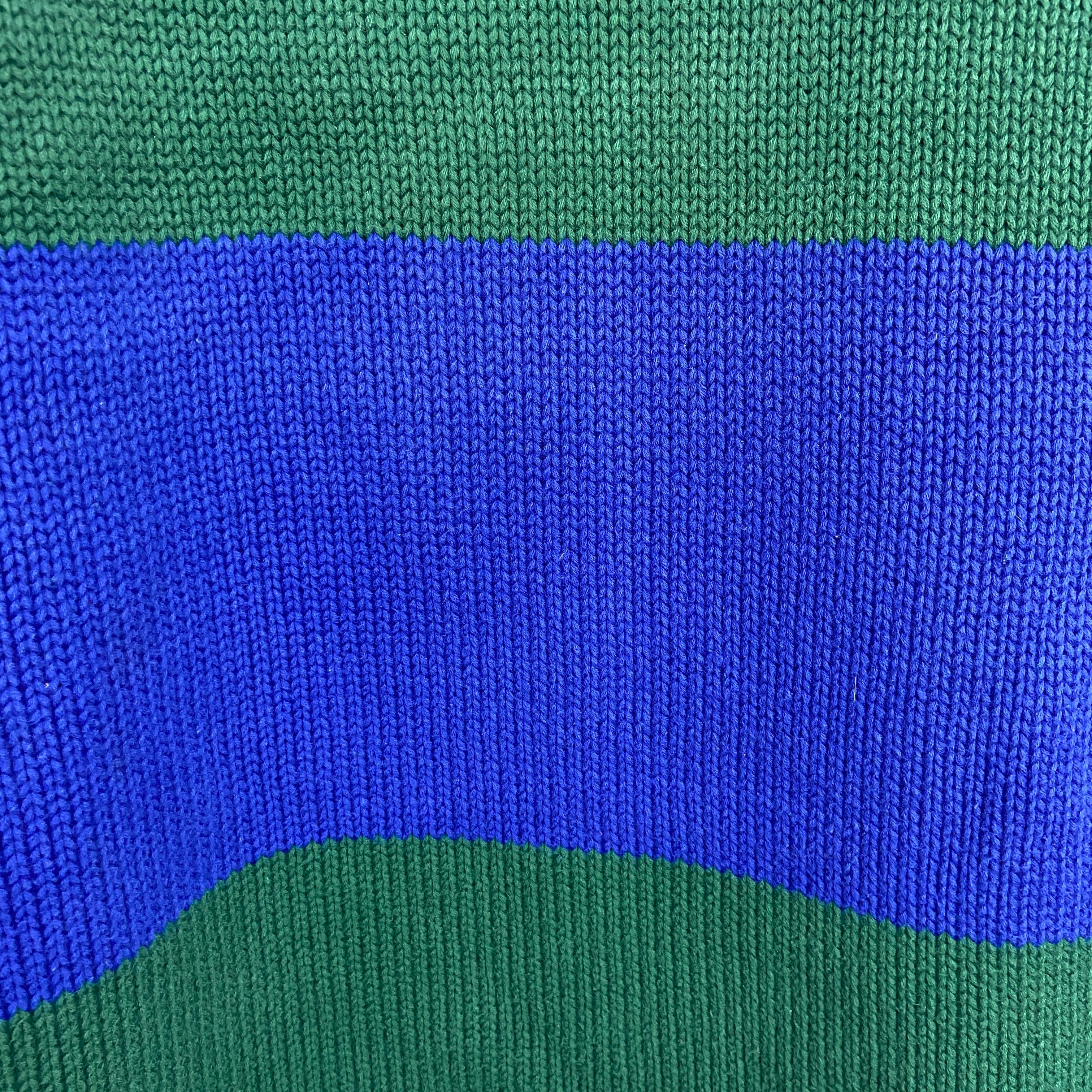 90s J.CREW ボーダー柄ロールネックコットンニット セーター 緑 90s J.CREW ボーダー柄ロールネックコットンニット セーター 緑