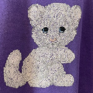 【TULTEX】80s 90s USA製 子猫 刺繍 オールド スウェット トレーナー  レディース XL アメリカ古着