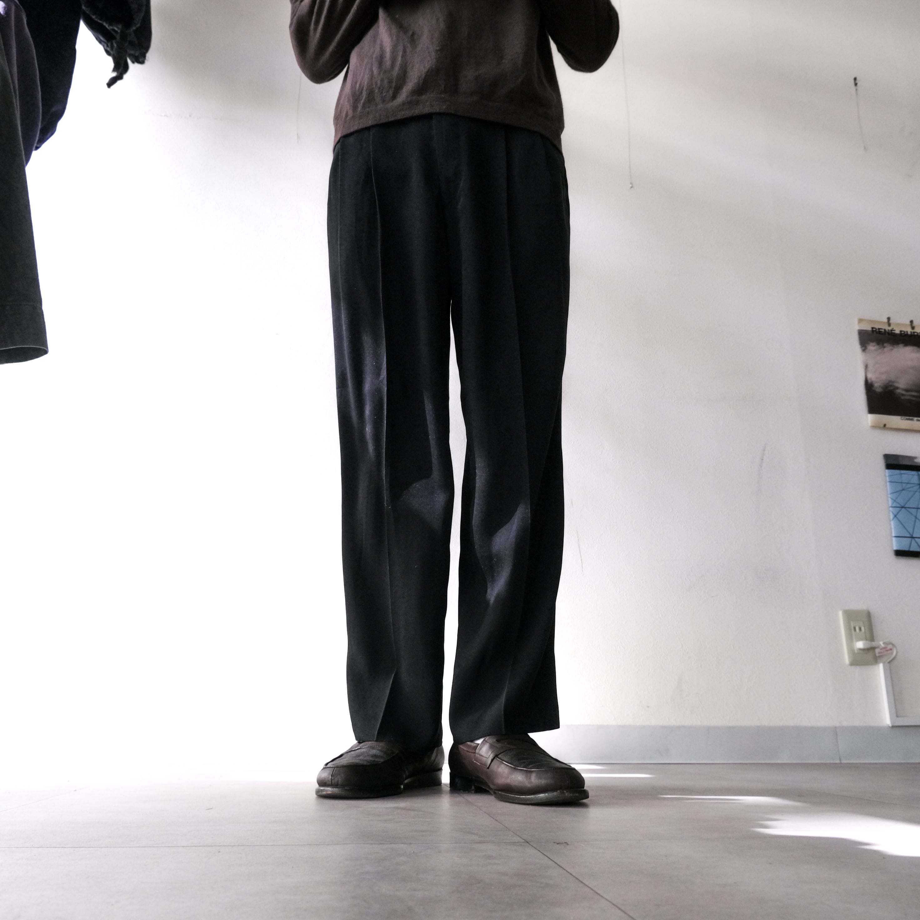 90s “BALENCIAGA” 2-tuck black slacks pants | anti knovum（アンタイ