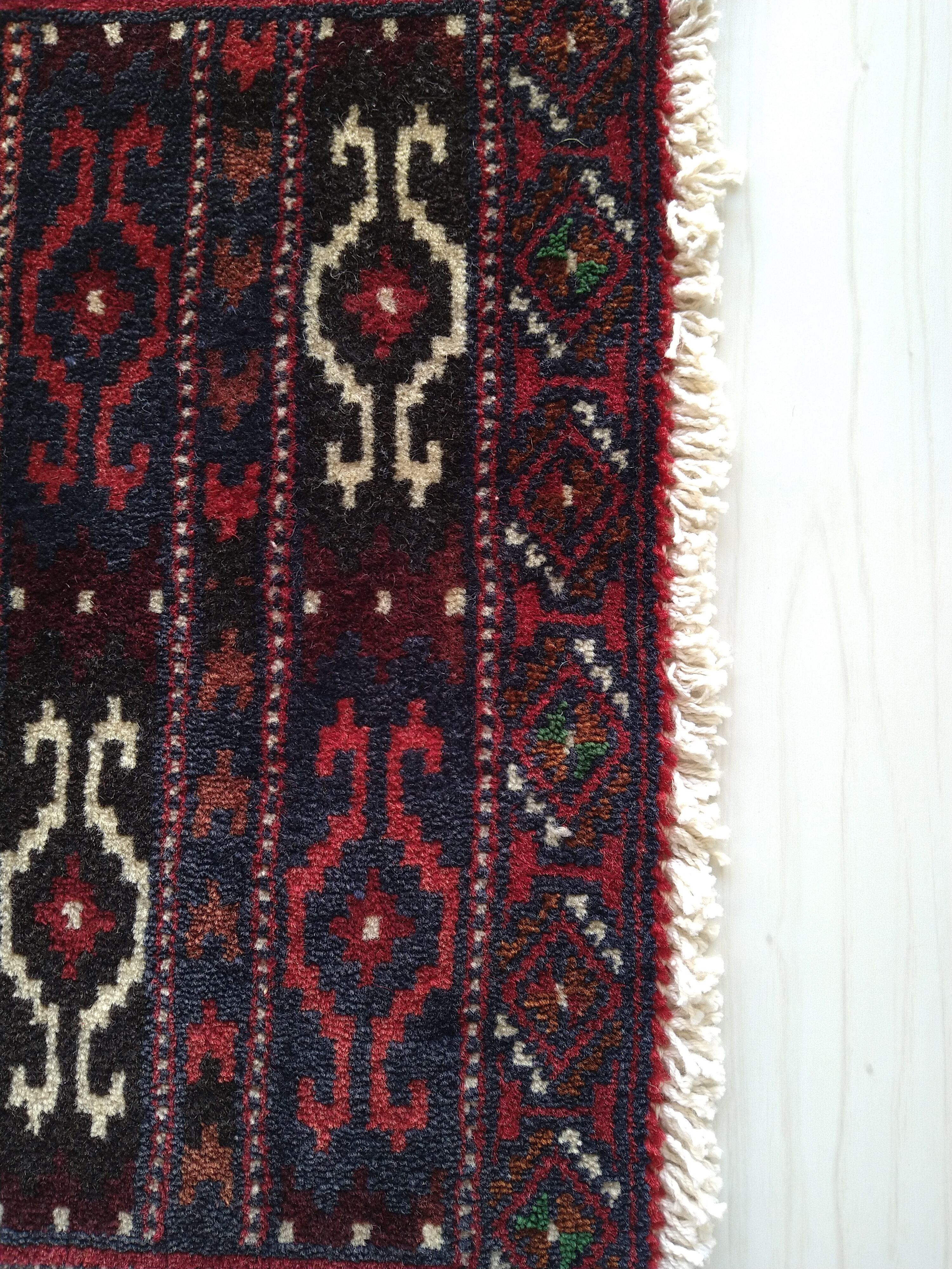 Vintage Mini Persian Rug 62x35cm Chic Red Baloch ペルシャ絨毯