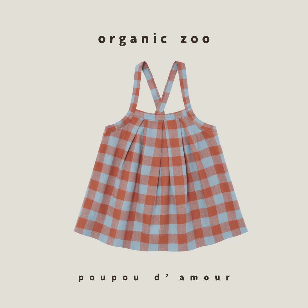 送料無料 organic zoo|Maple Gingham Tribe Skirt / ギンガムチェック ジャンパースカート メープル|海外子供服 オーガニックズー
