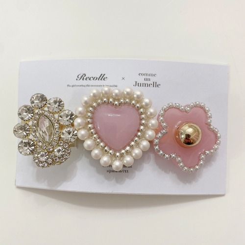 【Recolle × Jumelle】medium hair clip ＊ pink