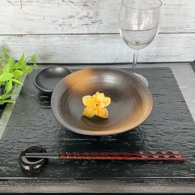 金茶吹き三つ足刺身鉢【日本製】